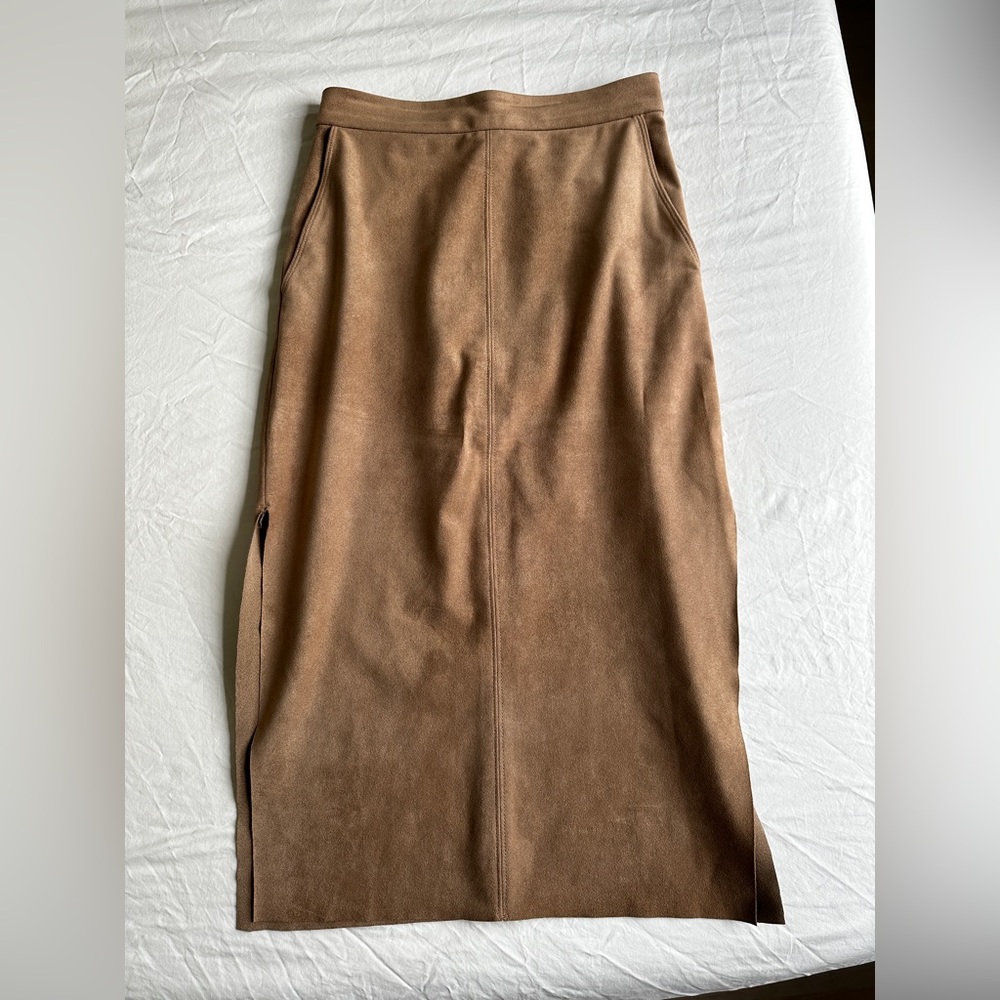 Aritzia Wilfred Camel Suede Skirt